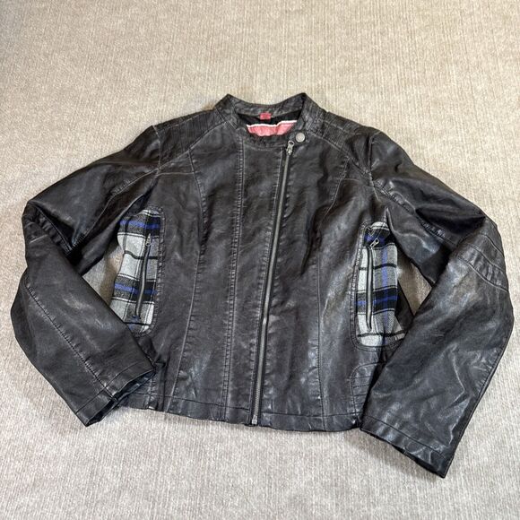 Collection by Bernardo Women Moto Jacket XL Vegan Leather and Flannel - Picture 1 of 8